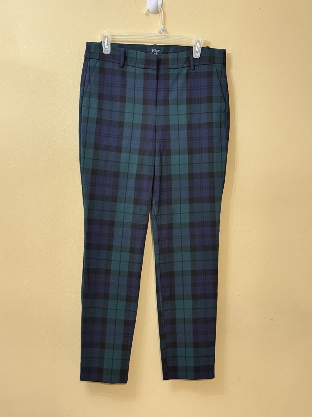 Dark Academia Preppy Holiday Heritage J.Crew Black Watch Plaid Ruby Pant 10